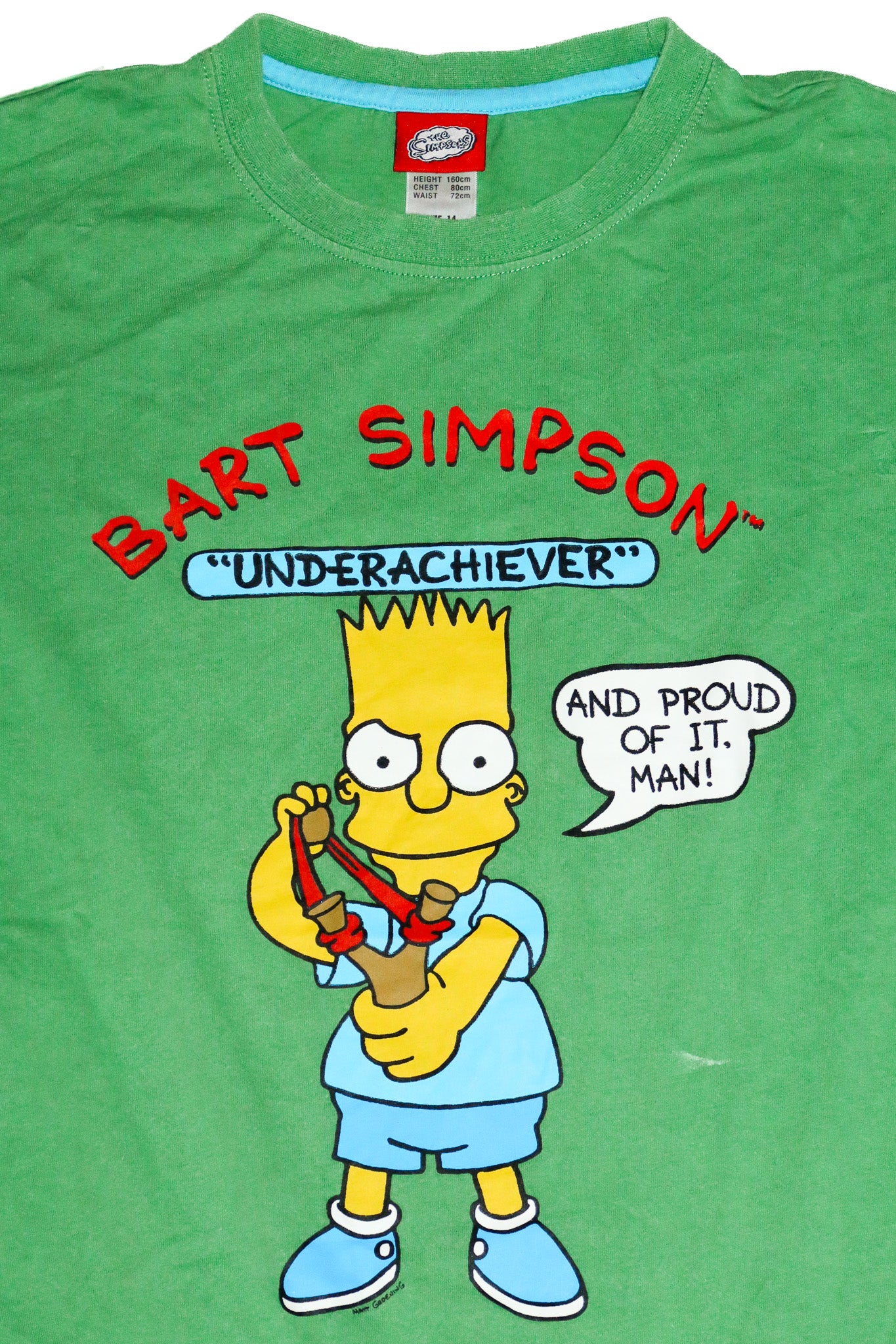 2000 bart simpson “underachiever” graphic t shirt green.