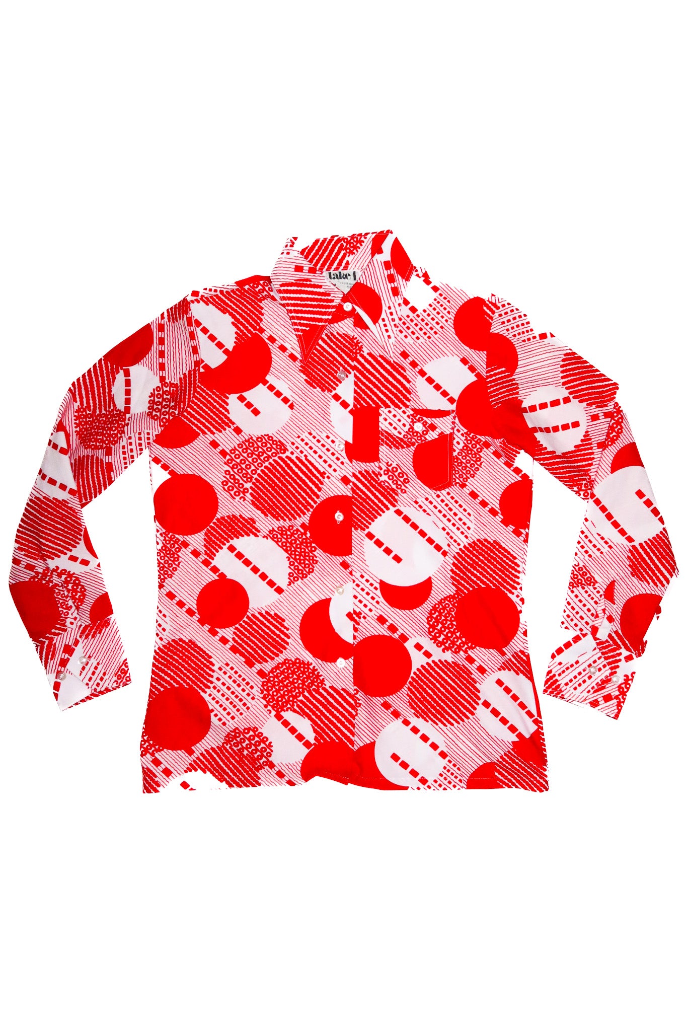 1970’s take 1 geometric button up shirt red.