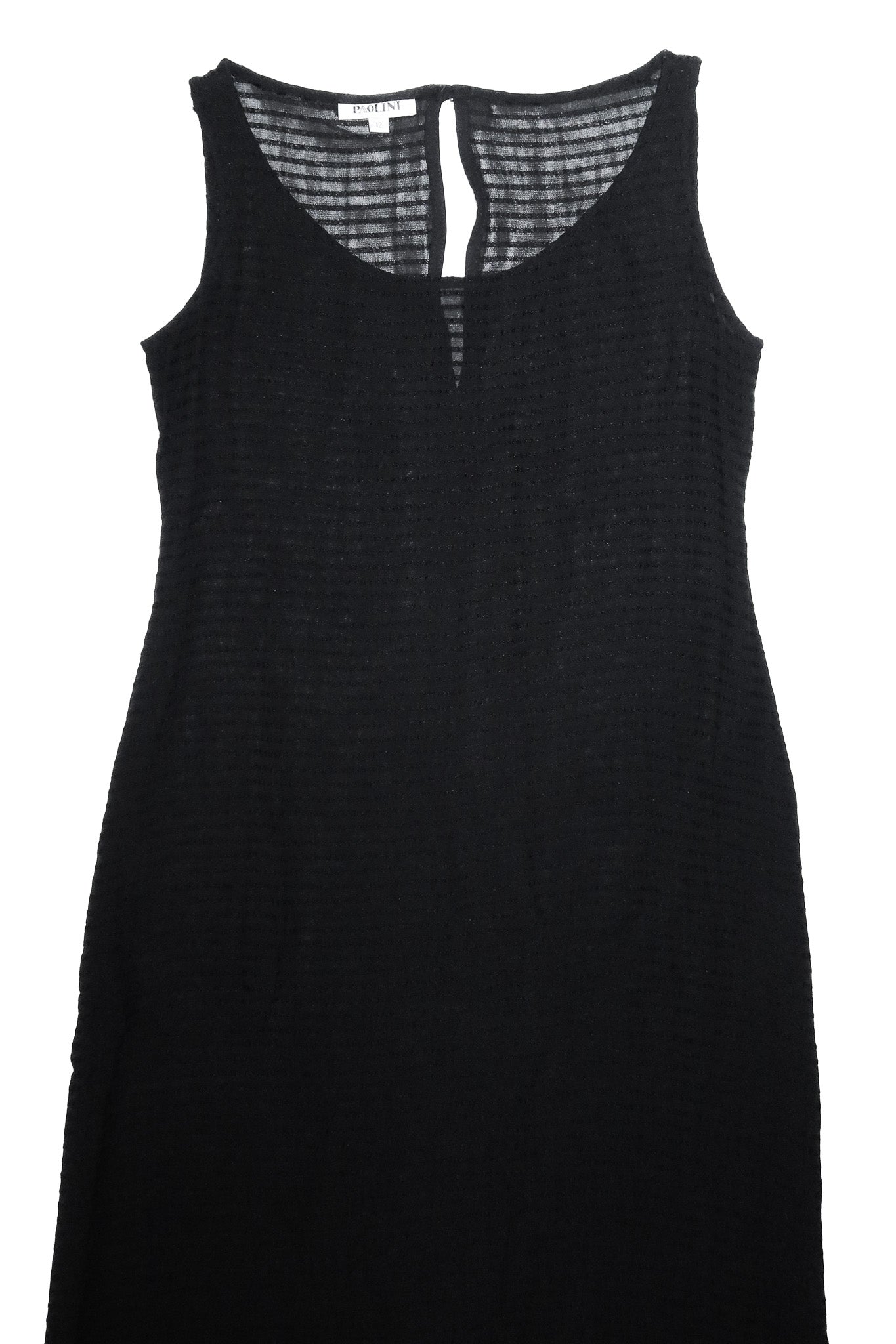 1990’s paolini sheer textured midi dress black.