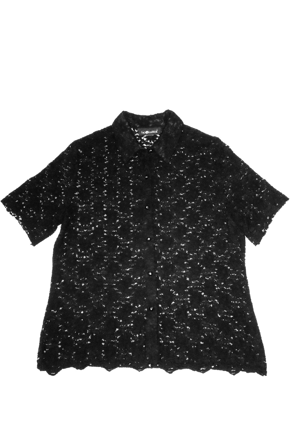 1990’s sag harbour lace button up top black.