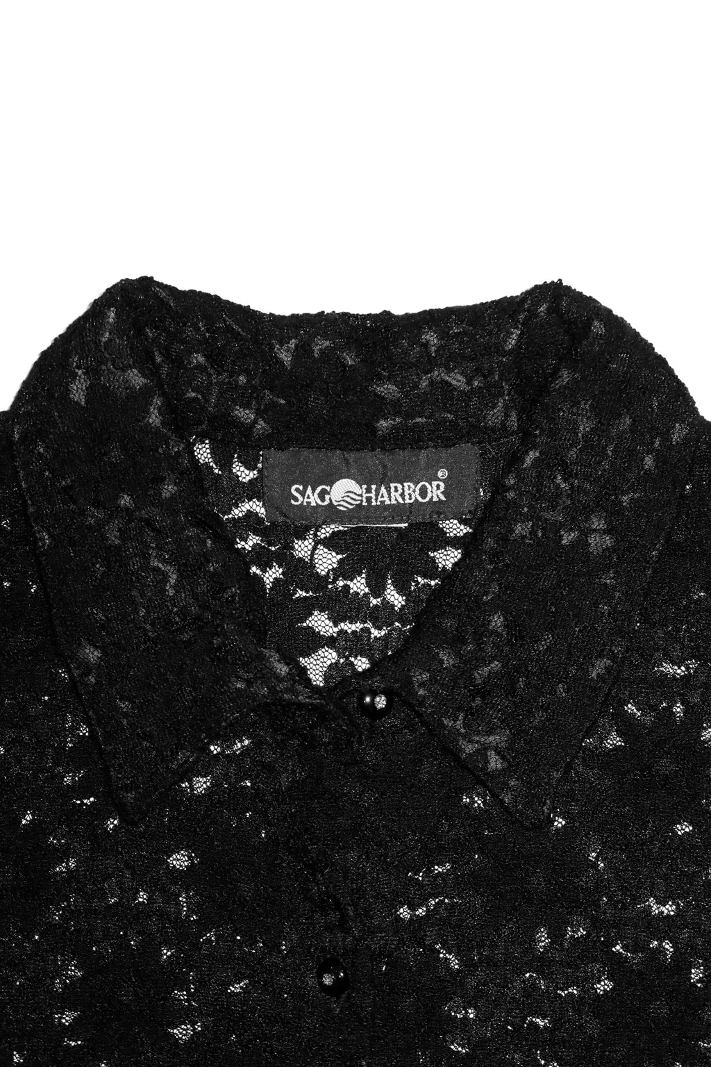 1990’s sag harbour lace button up top black.