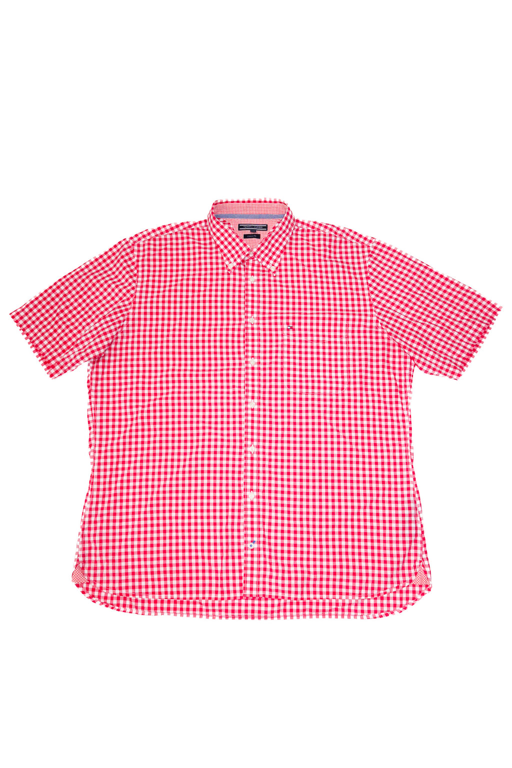 2000’s tommy hilfiger gingham short sleeve shirt red.