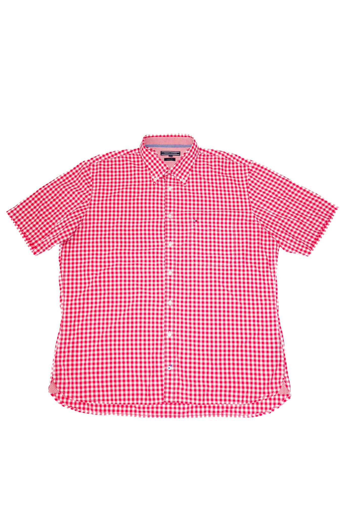 2000’s tommy hilfiger gingham short sleeve shirt red.