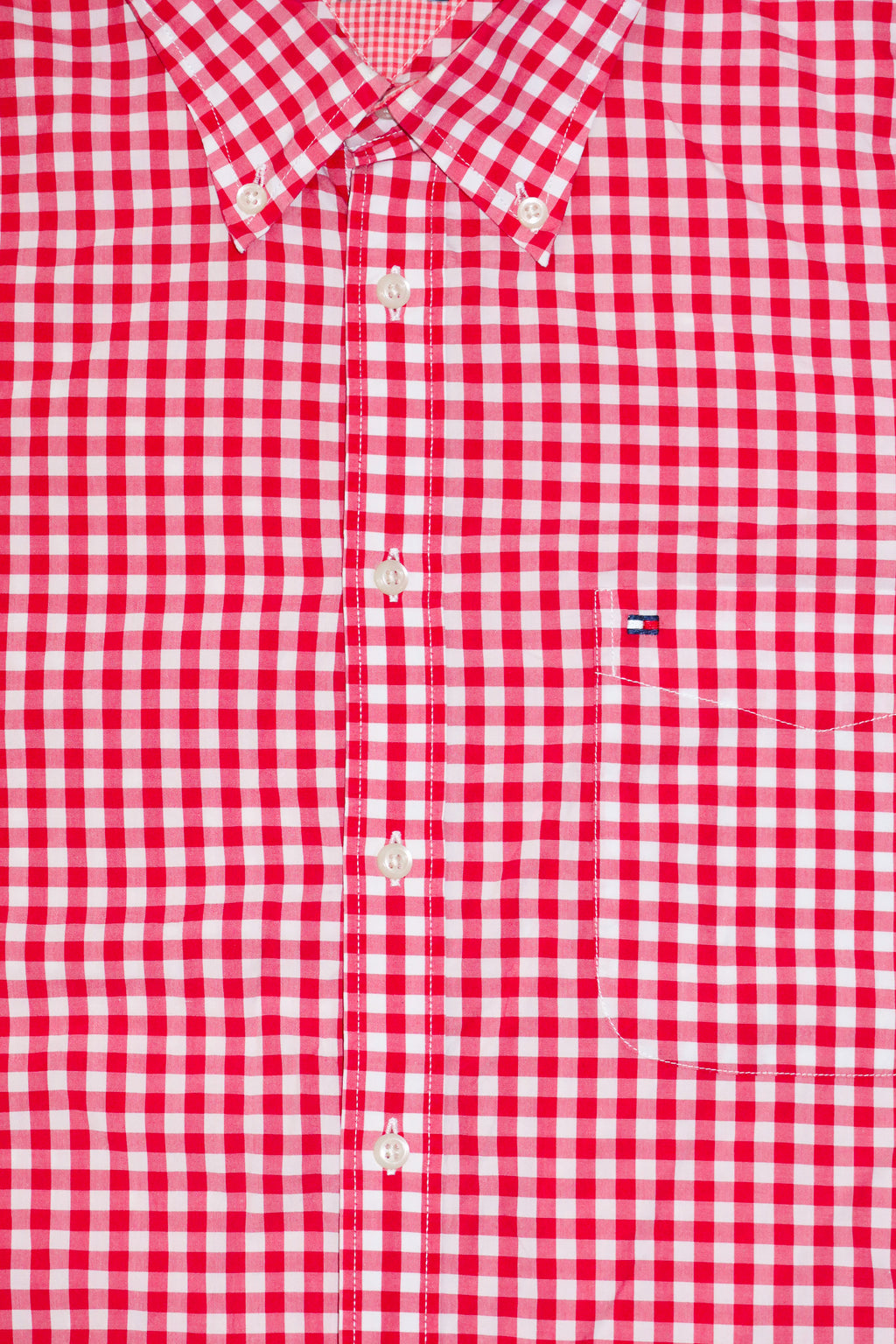2000’s tommy hilfiger gingham short sleeve shirt red.