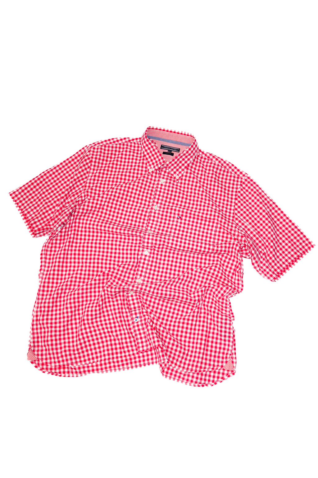 2000’s tommy hilfiger gingham short sleeve shirt red.