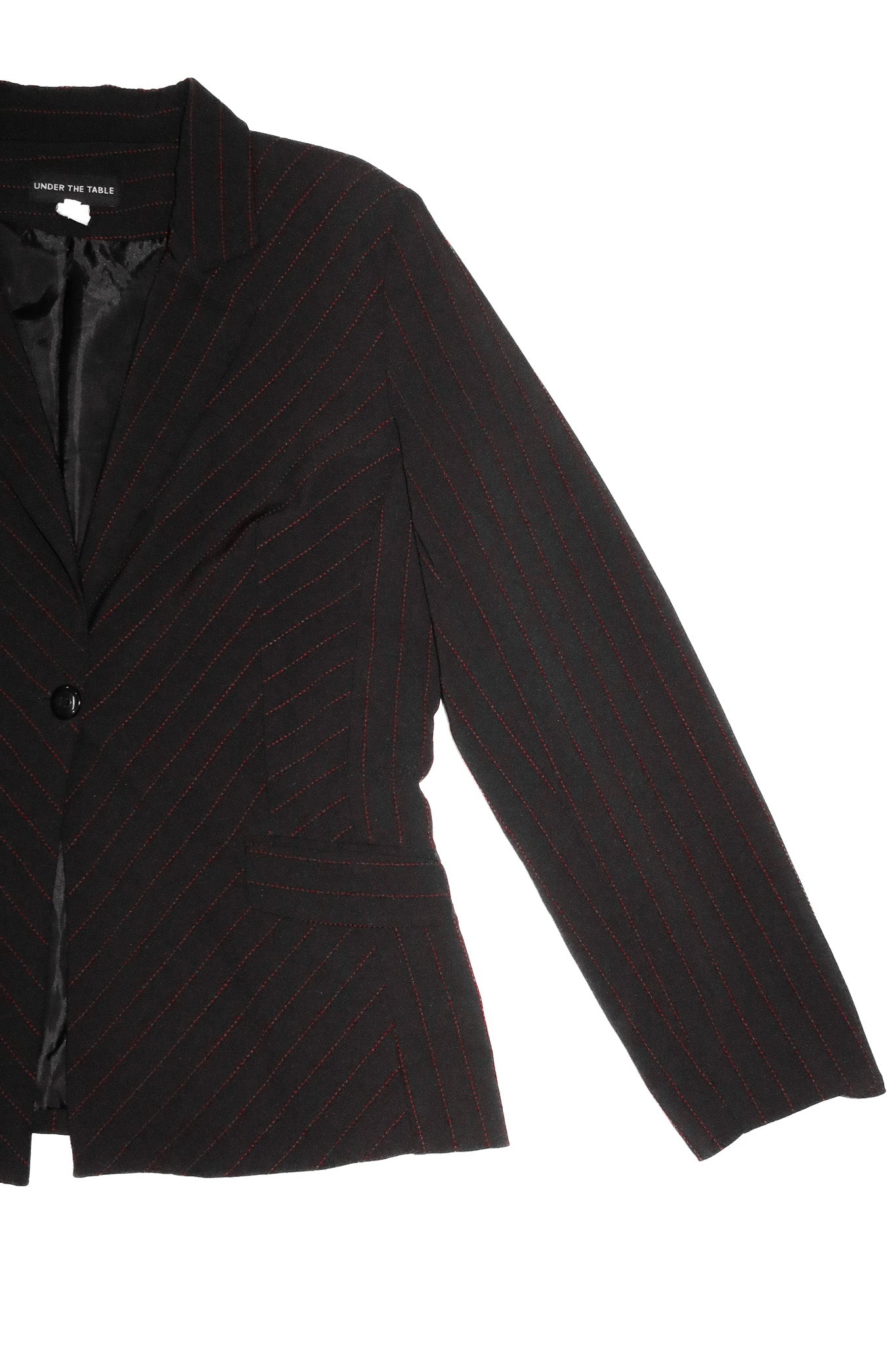 90’s under the table pinstripe suit set black/red.