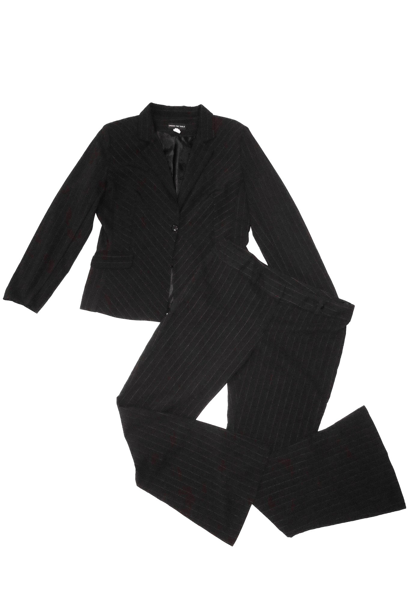 90’s under the table pinstripe suit set black/red.