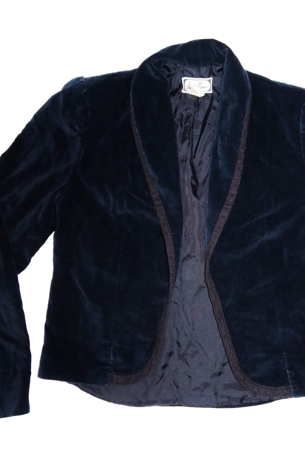 1960’s vino de casa cropped velvet jacket navy.