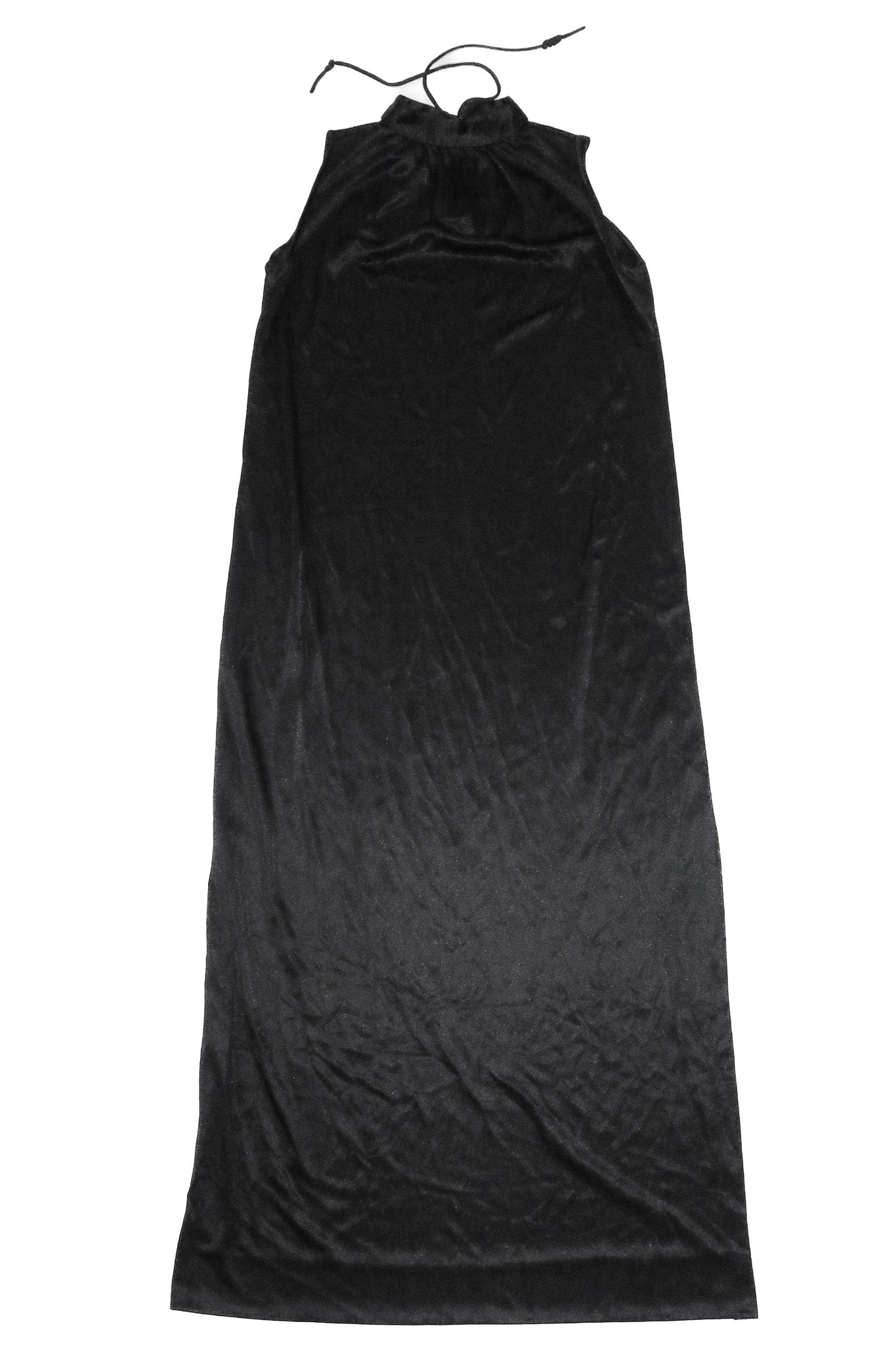 1970’s high neck column maxi dress black.