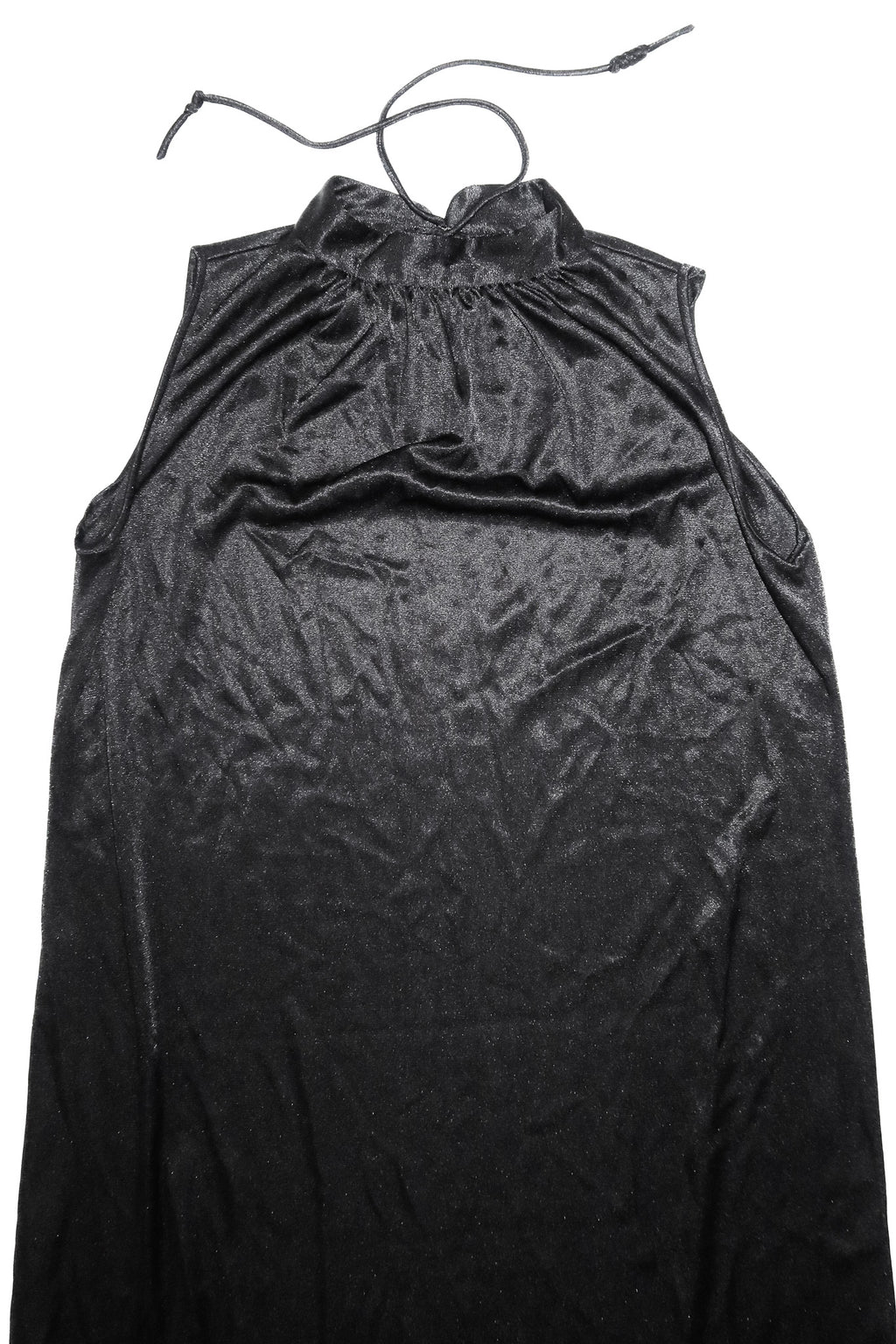 1970’s high neck column maxi dress black.