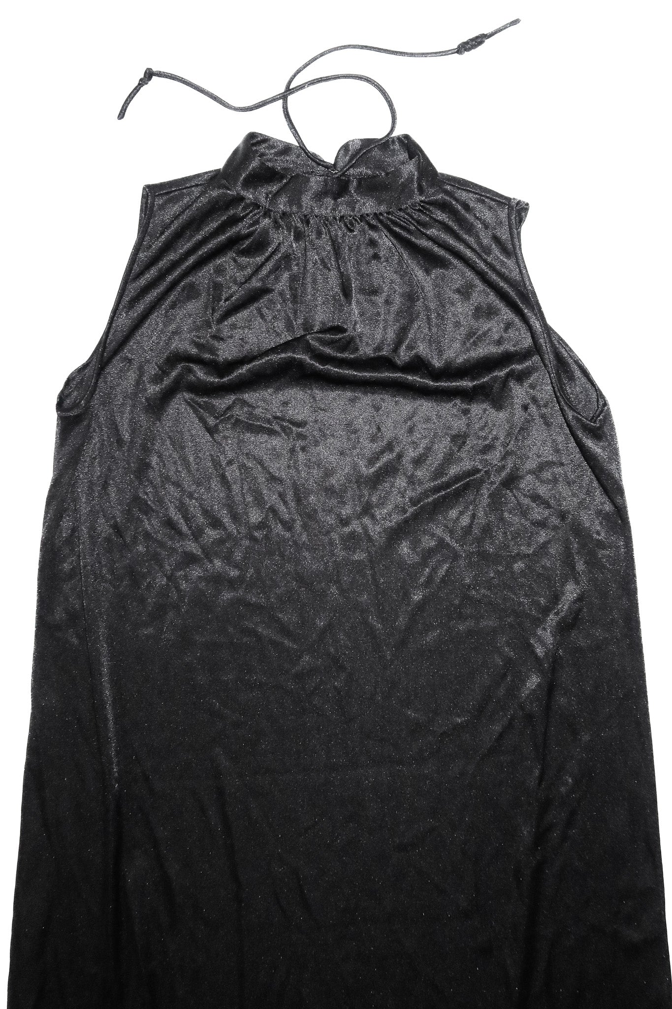 1970’s high neck column maxi dress black.