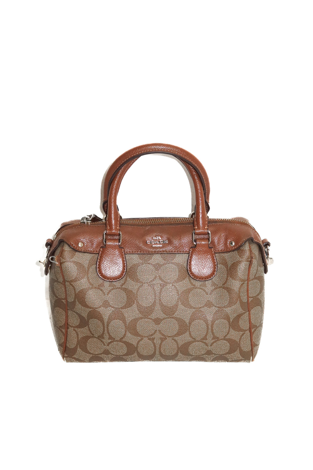 coach 2 way mini bennett canvas satchel brown/beige.