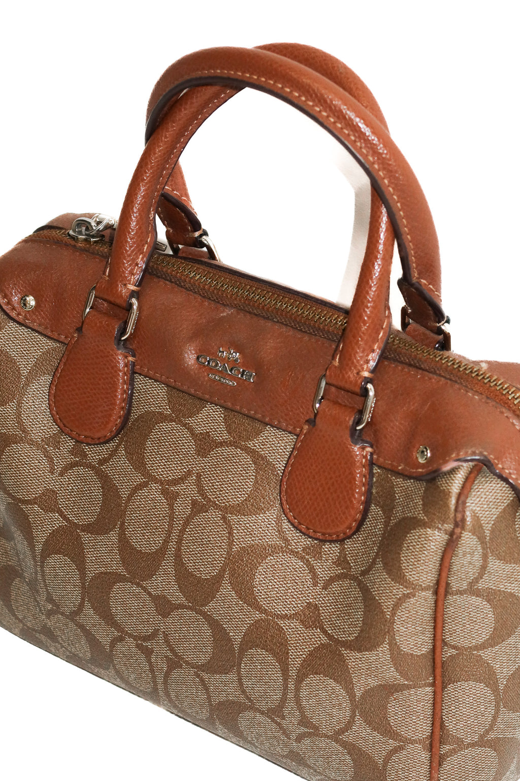 coach 2 way mini bennett canvas satchel brown/beige.