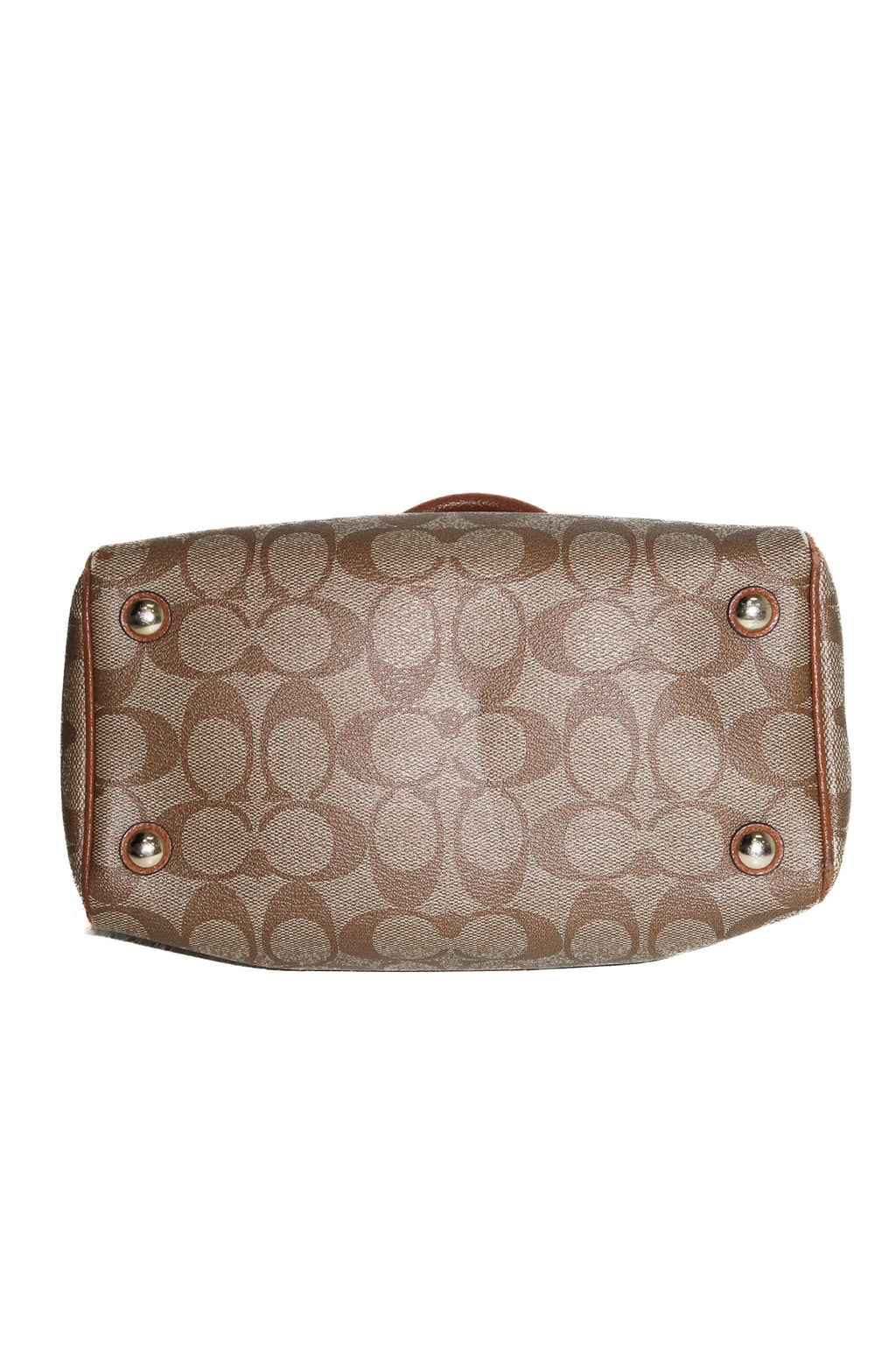 coach 2 way mini bennett canvas satchel brown/beige.