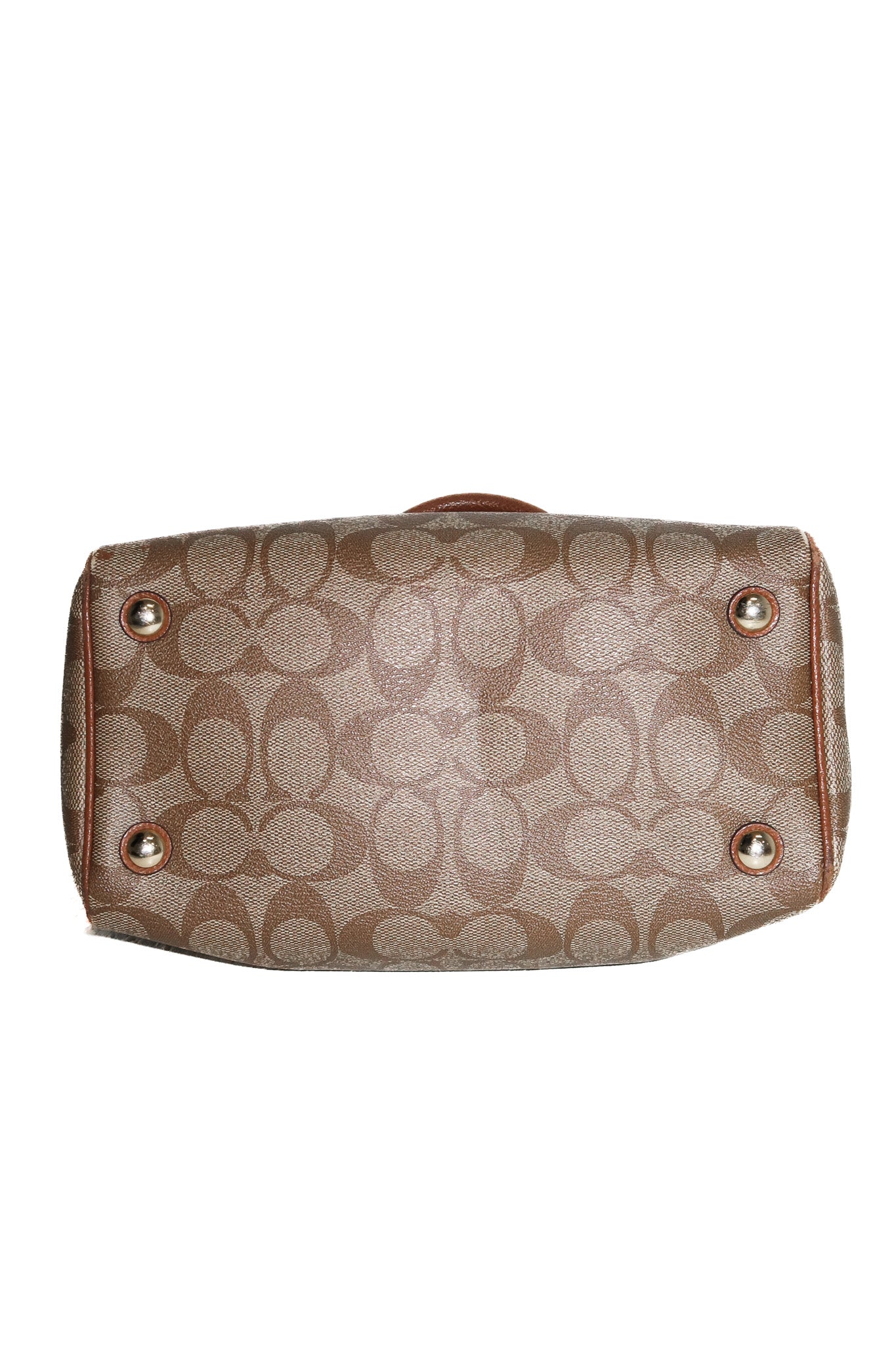 coach 2 way mini bennett canvas satchel brown/beige.