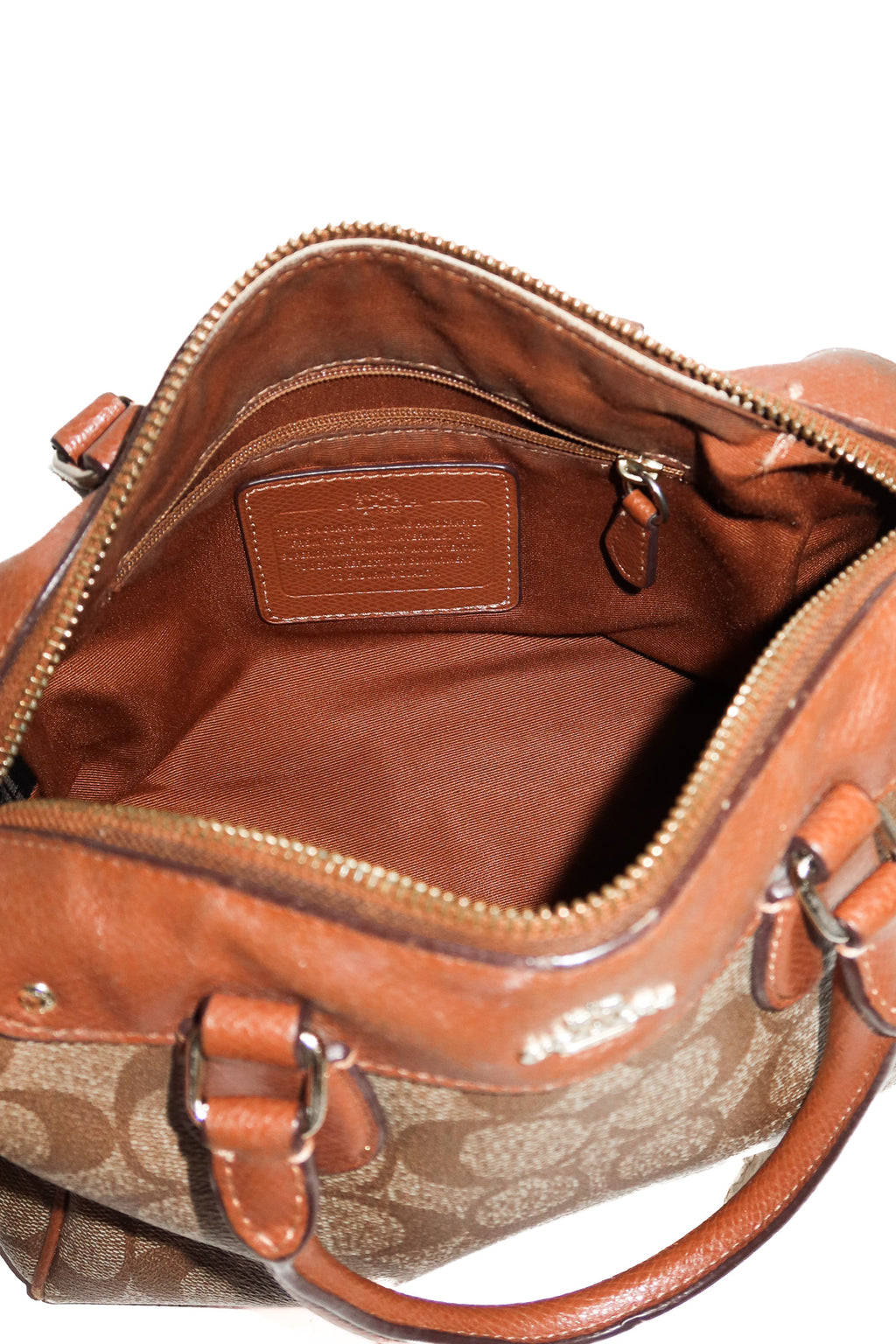 coach 2 way mini bennett canvas satchel brown/beige.