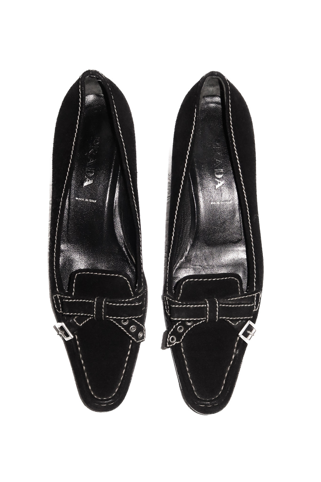 2000's prada suede loafers black.