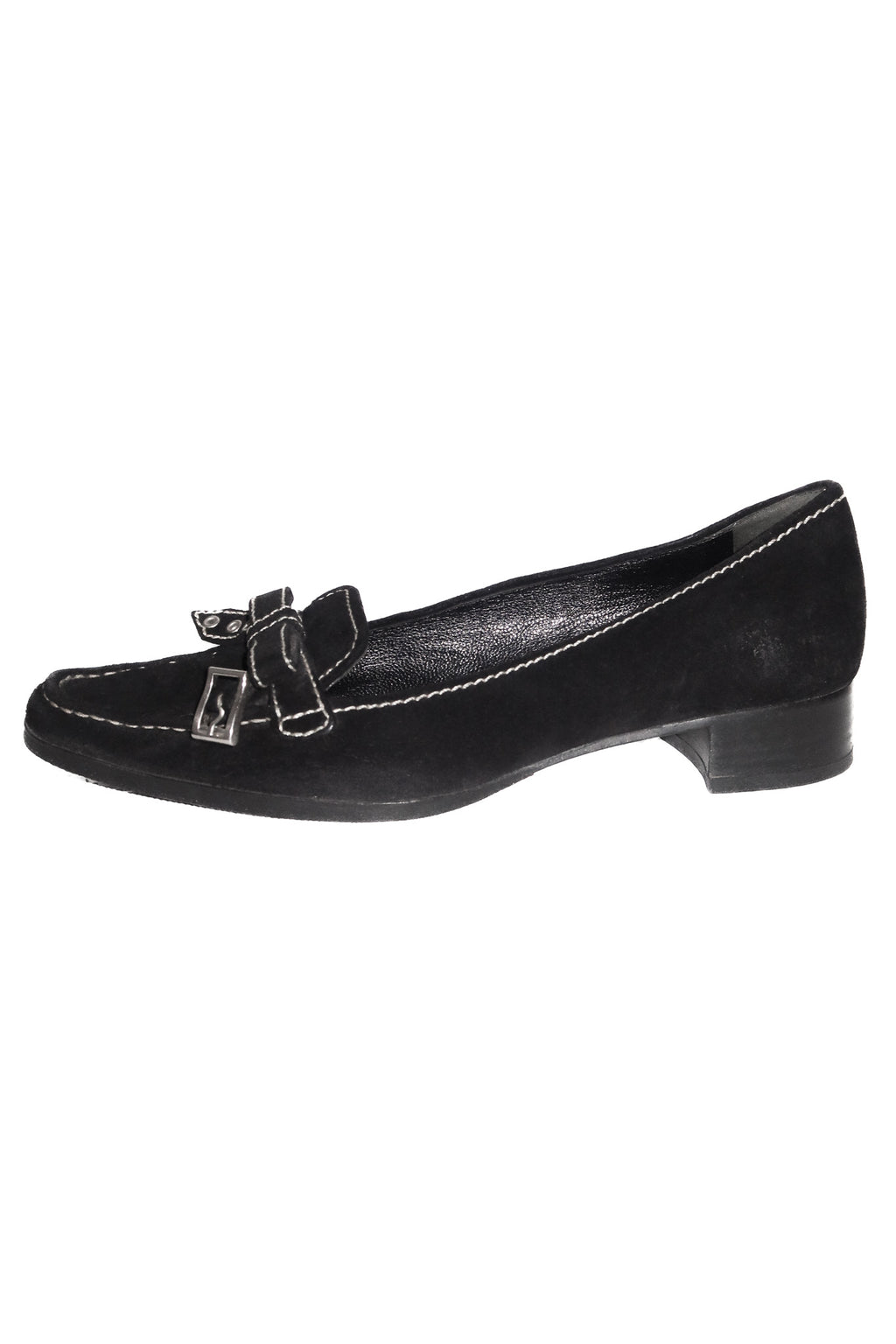 2000's prada suede loafers black.
