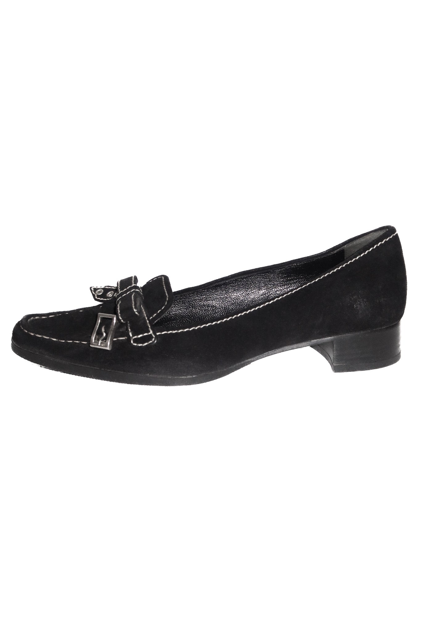 2000's prada suede loafers black.
