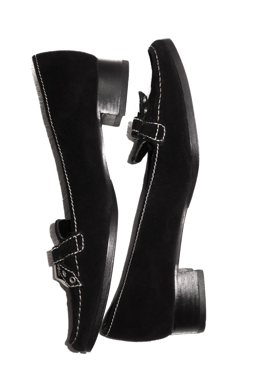 2000's prada suede loafers black.