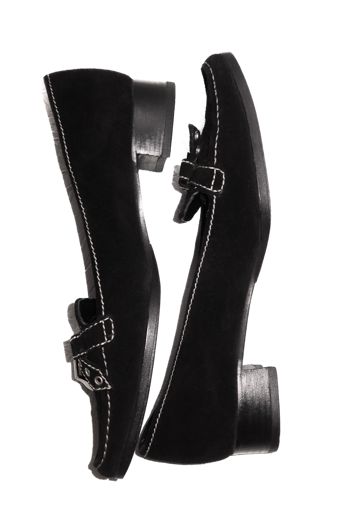 2000's prada suede loafers black.