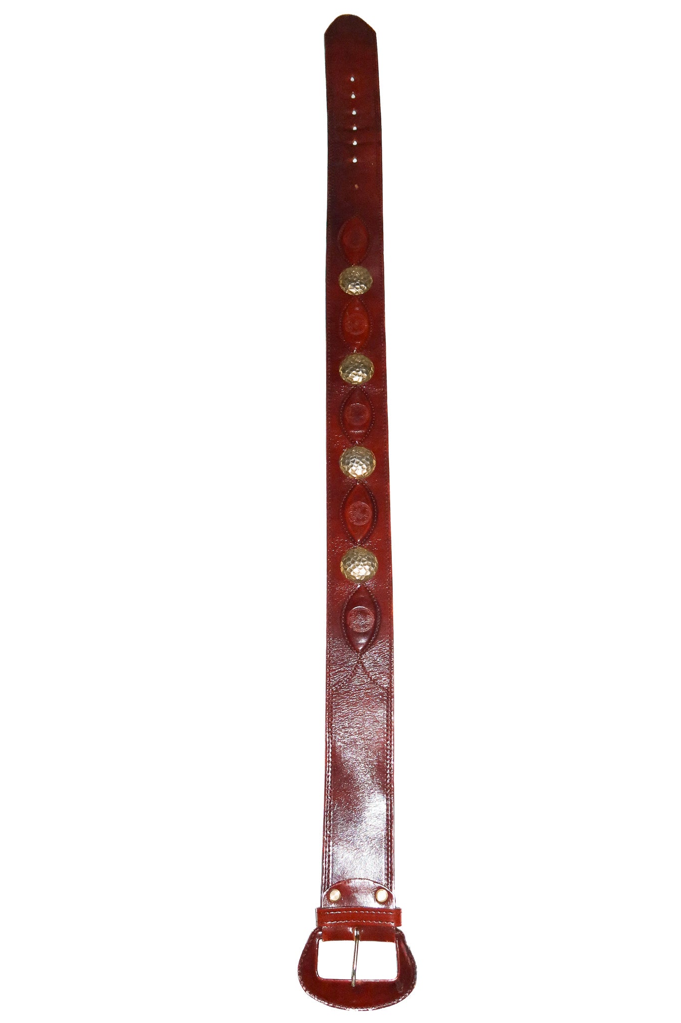 leather western studded belt brown/gold.