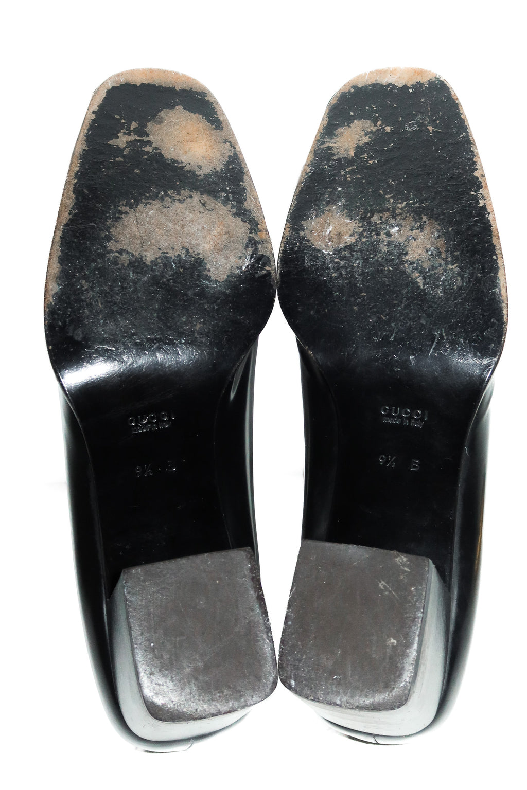 gucci patent leather block heel pumps black.