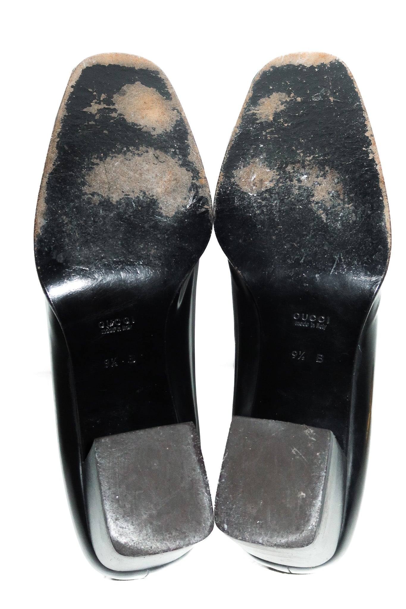 gucci patent leather block heel pumps black.