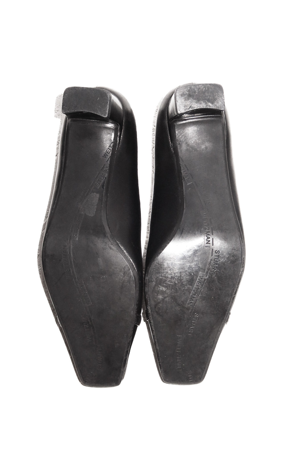 1990's stuart weitzman leather square toe pumps black.