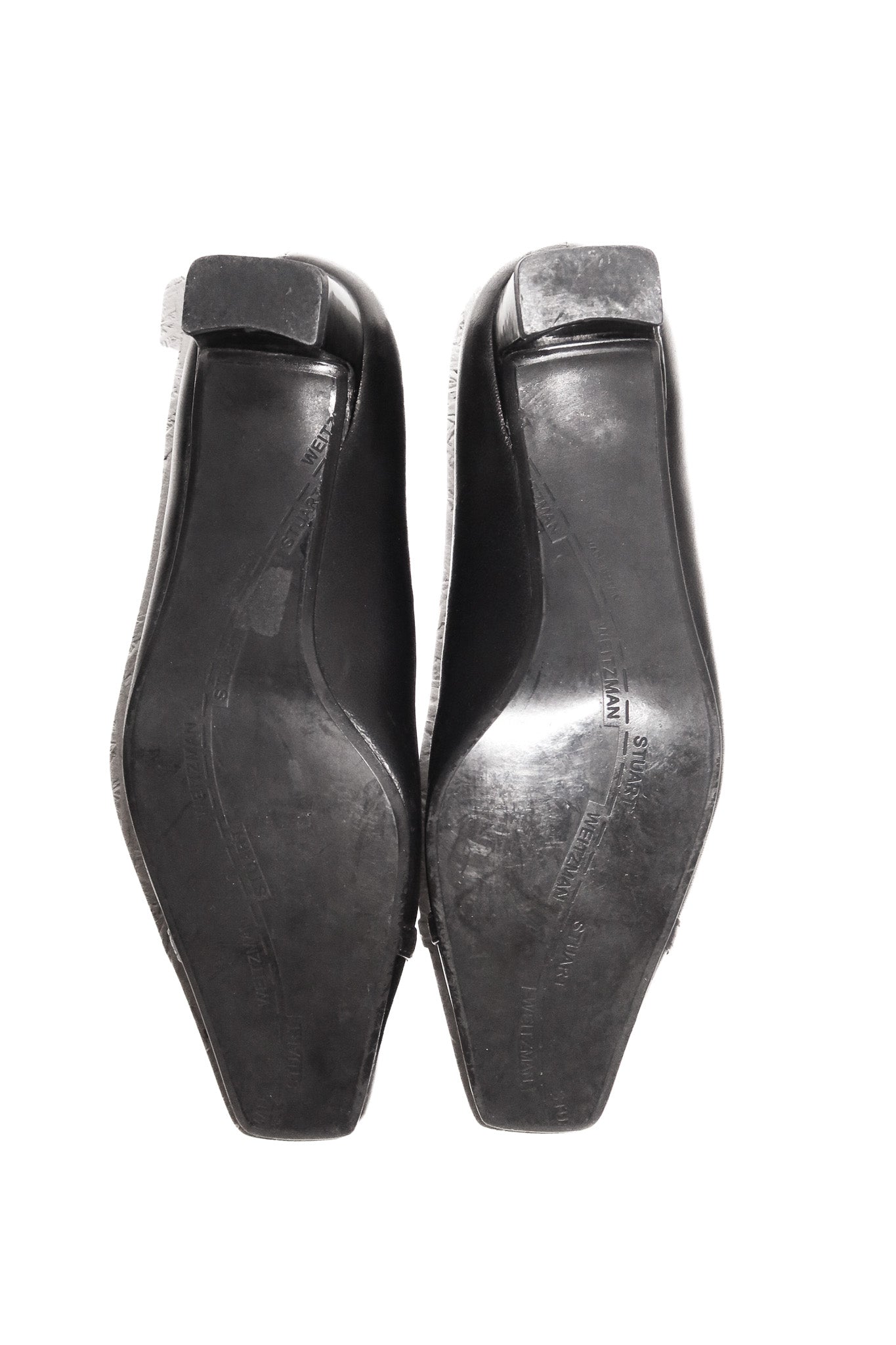 1990's stuart weitzman leather square toe pumps black.