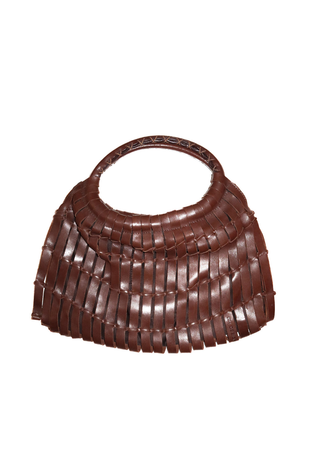 2000’s kh design woven leather shoulder bag brown.