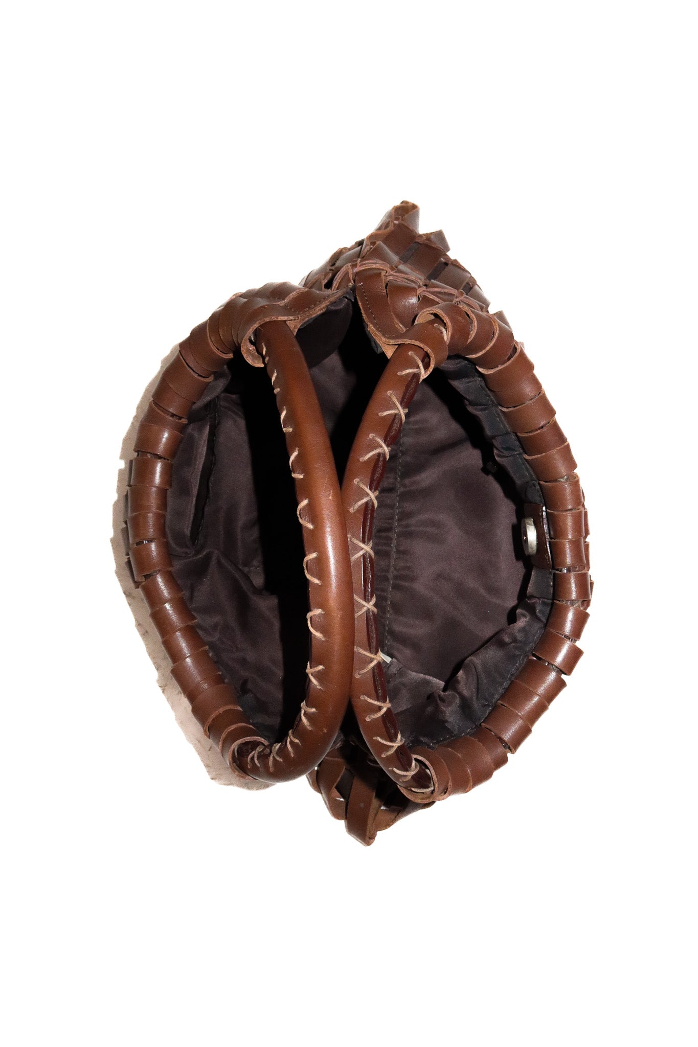 2000’s kh design woven leather shoulder bag brown.