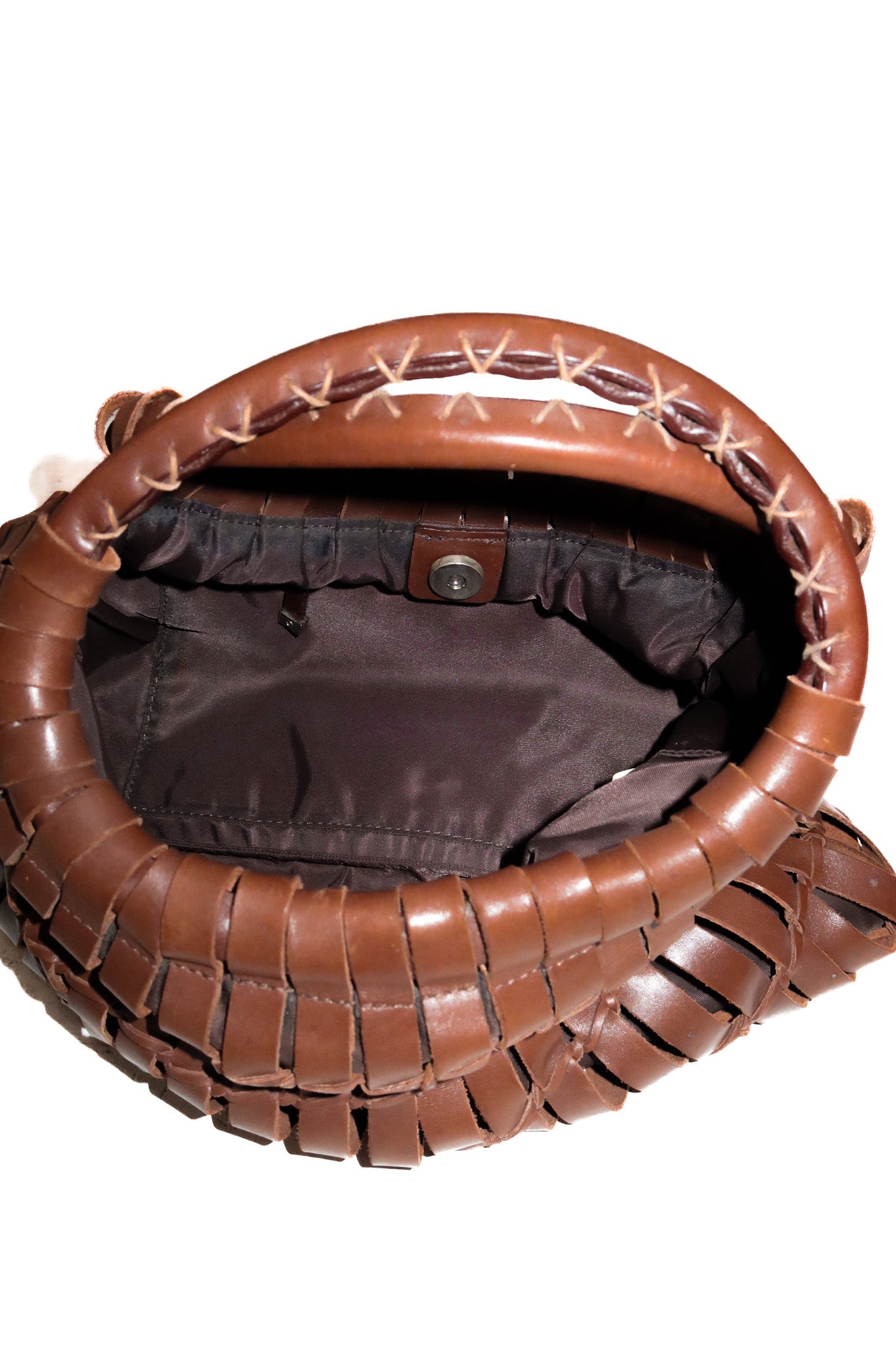 2000’s kh design woven leather shoulder bag brown.