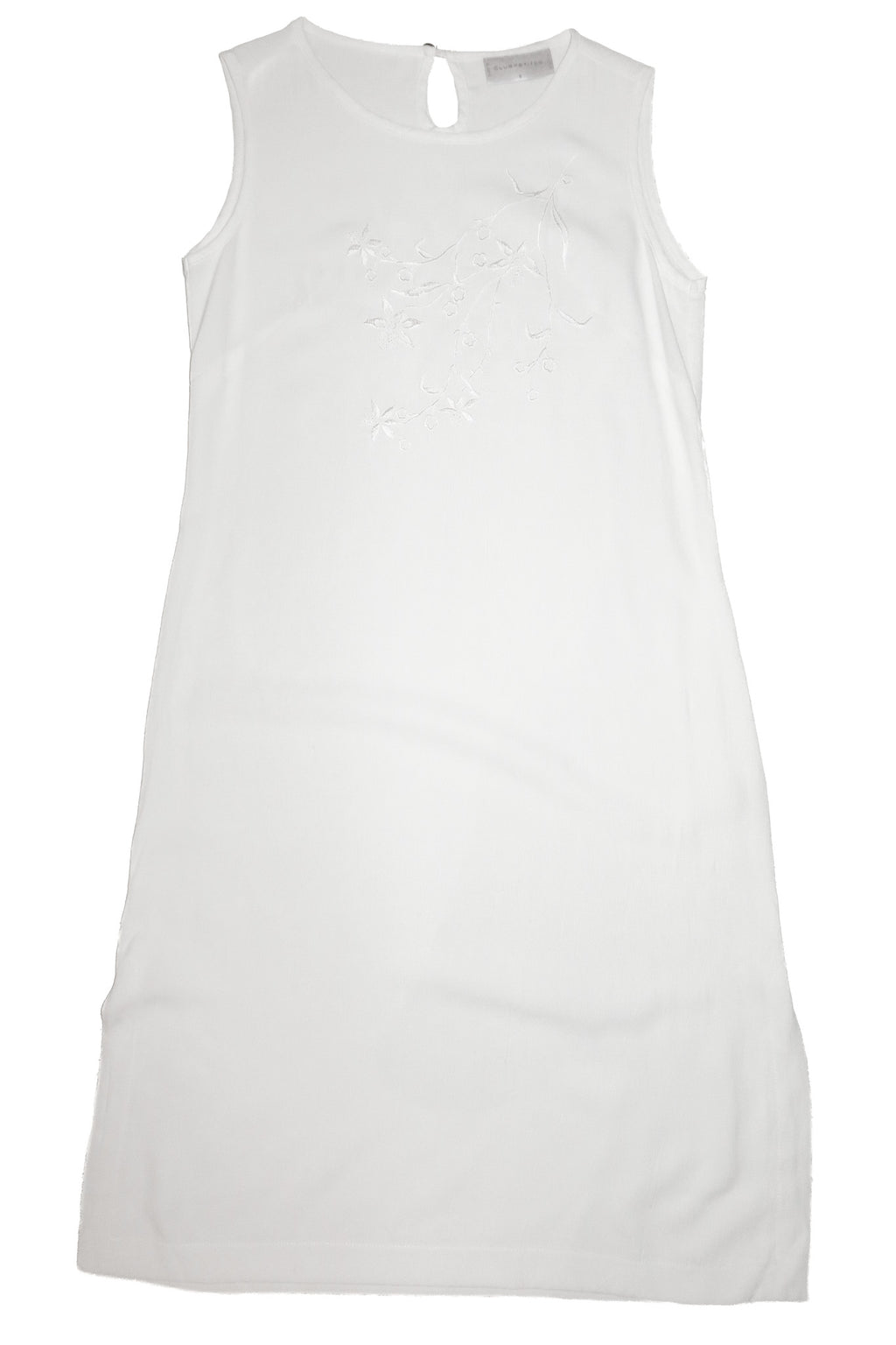 1990’s club petites embroidered sleeveless dress white.