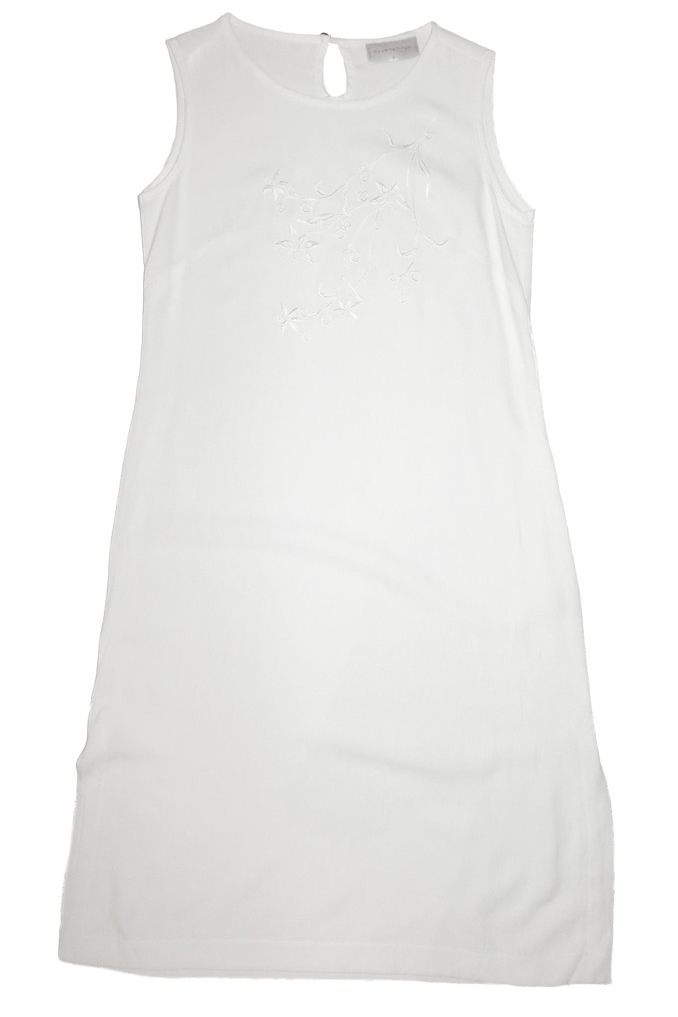 1990’s club petites embroidered sleeveless dress white.