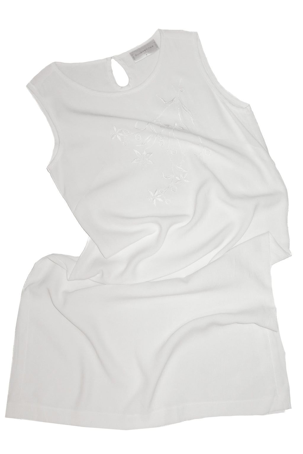 1990’s club petites embroidered sleeveless dress white.