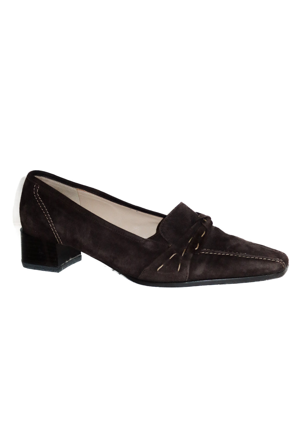 2000’s rene by ara suede heeled loafers brown.