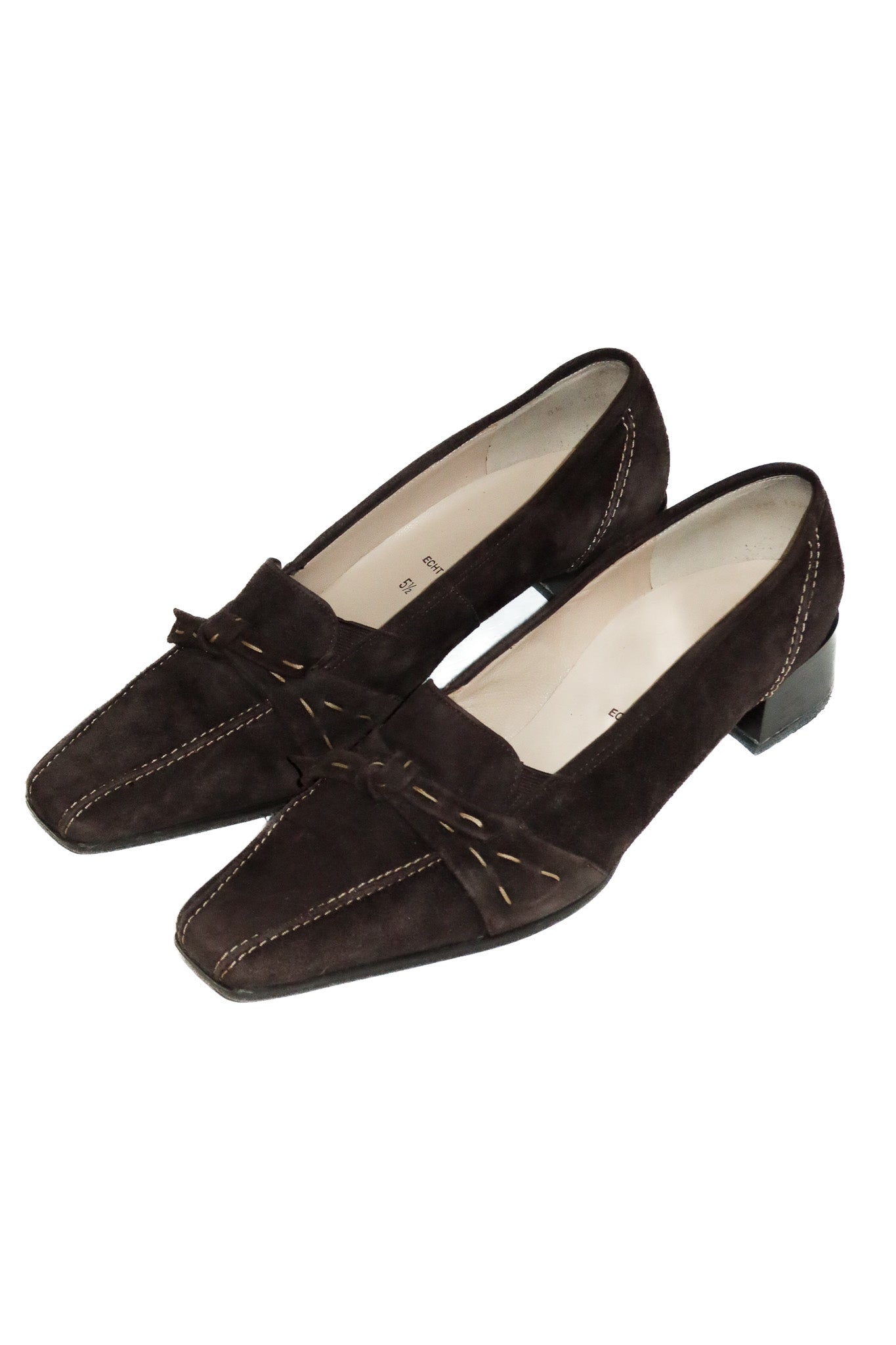 2000’s rene by ara suede heeled loafers brown.