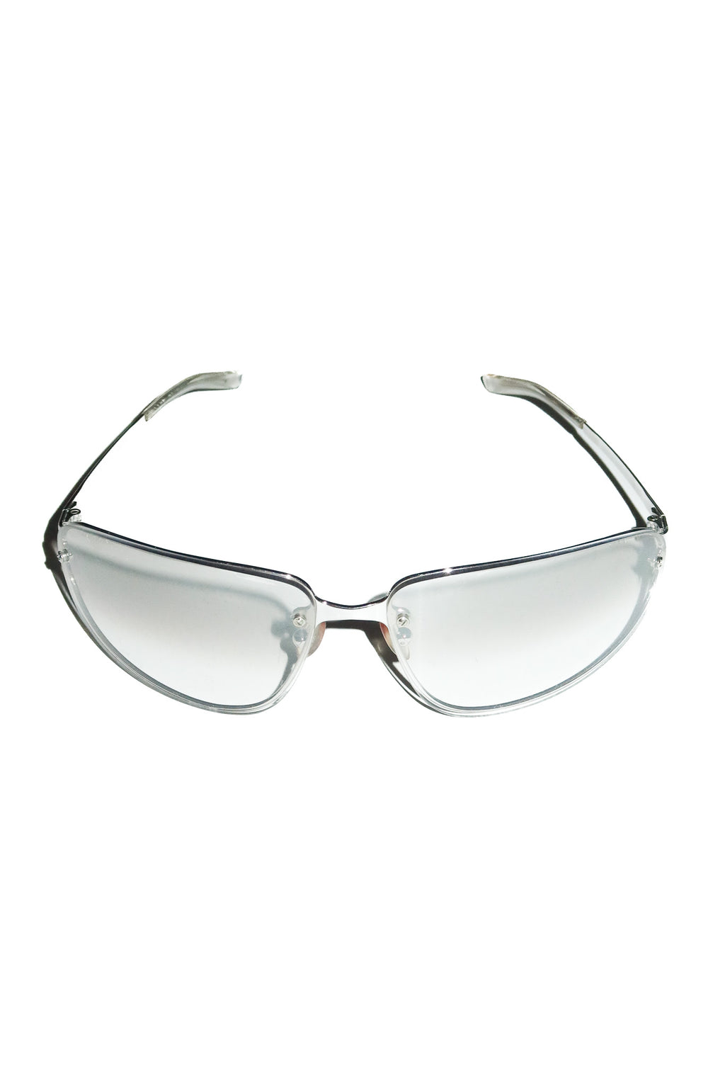 2000’s prada spr 56d rimless sunglasses silver.