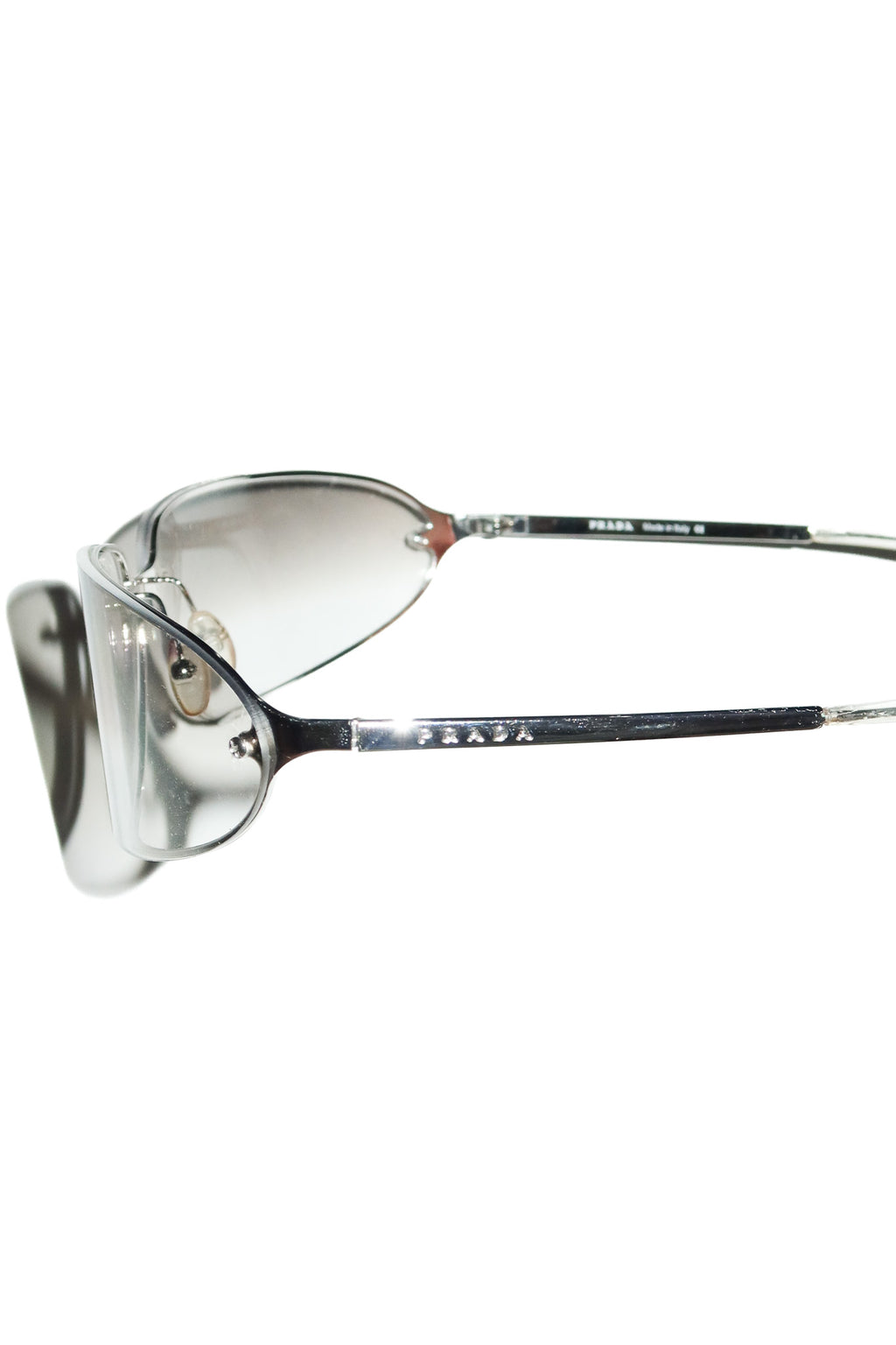 2000’s prada spr 56d rimless sunglasses silver.