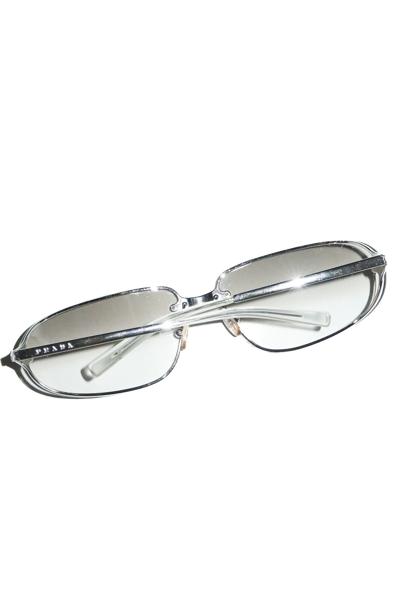 2000's prada spr 56d rimless sunglasses silver. – From Juni.