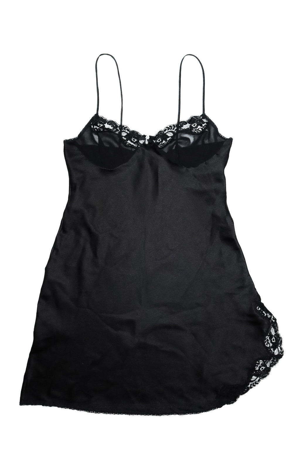 1990’s ashley taylor lace trim slip mini dress black.