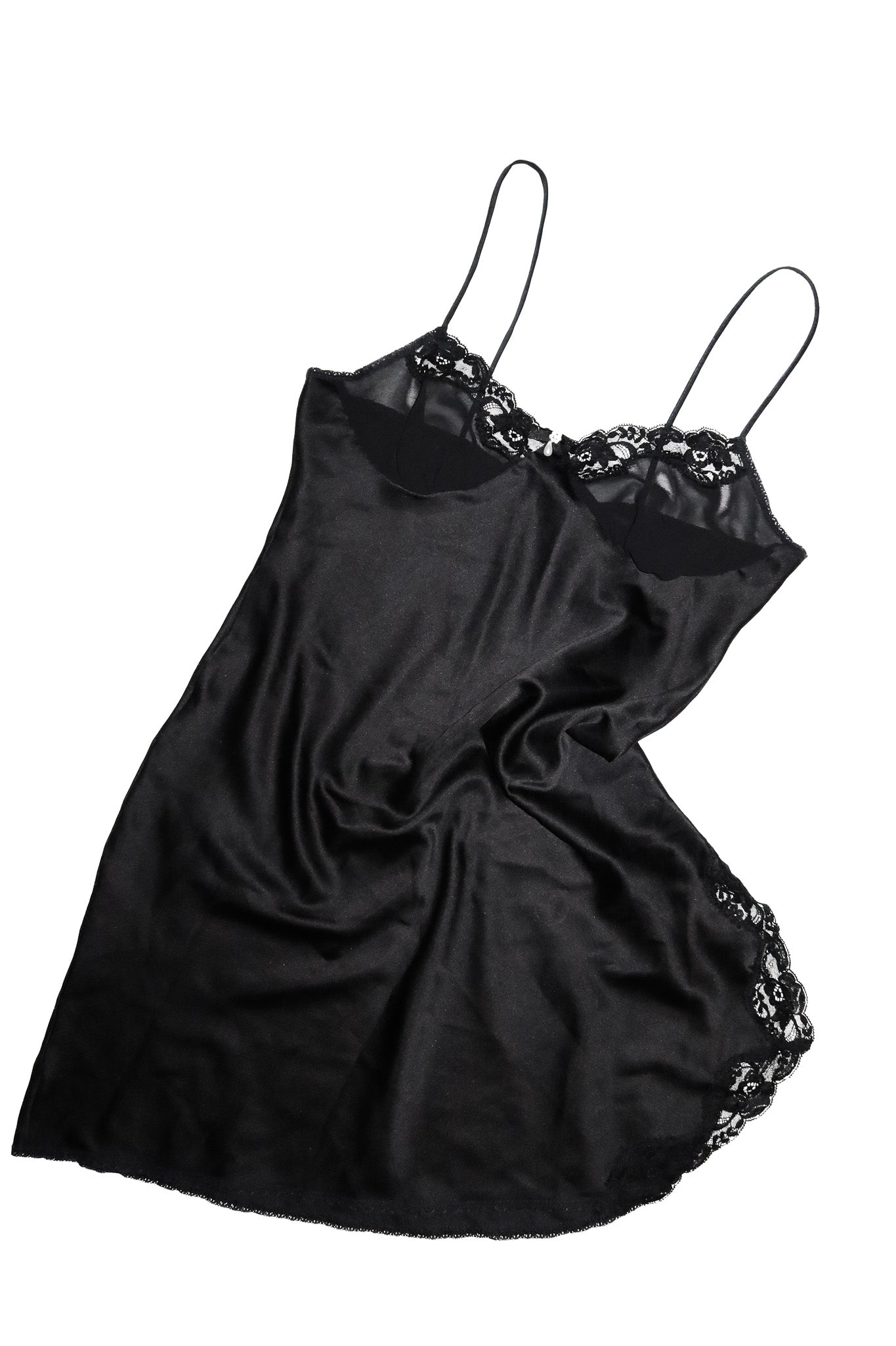 1990’s ashley taylor lace trim slip mini dress black.