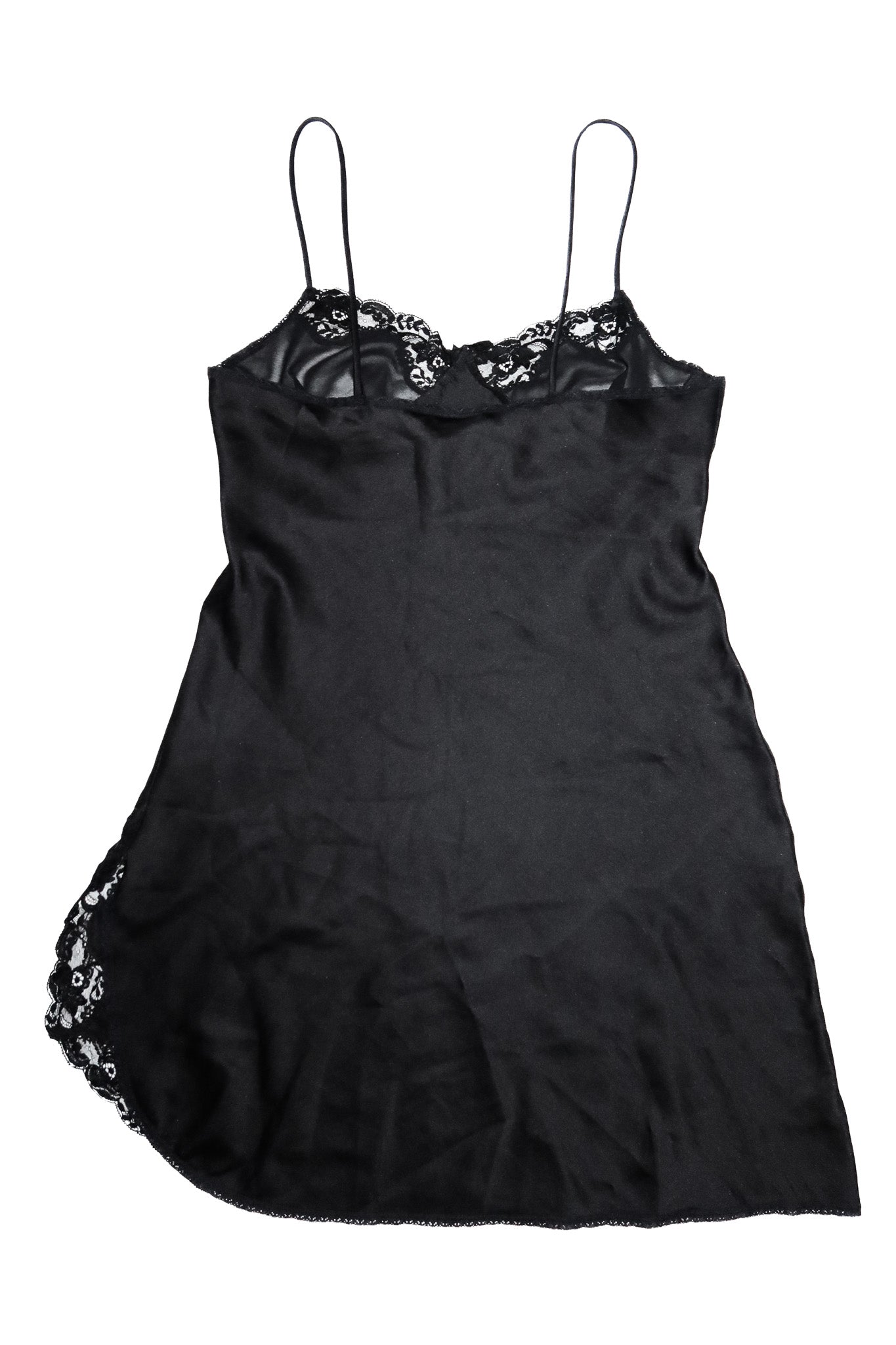 1990’s ashley taylor lace trim slip mini dress black.