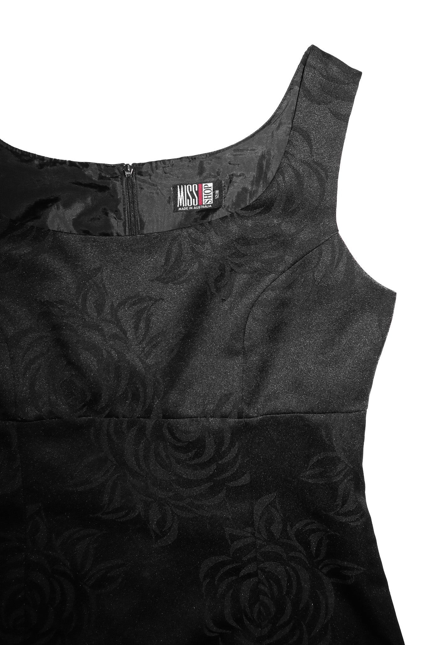1990’s miss shop floral jacquard mini dress black.