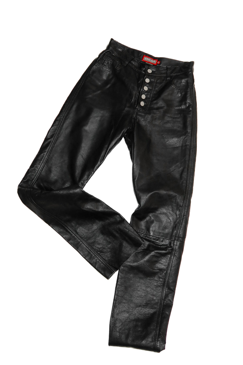 atelier cowhide leather pants black.