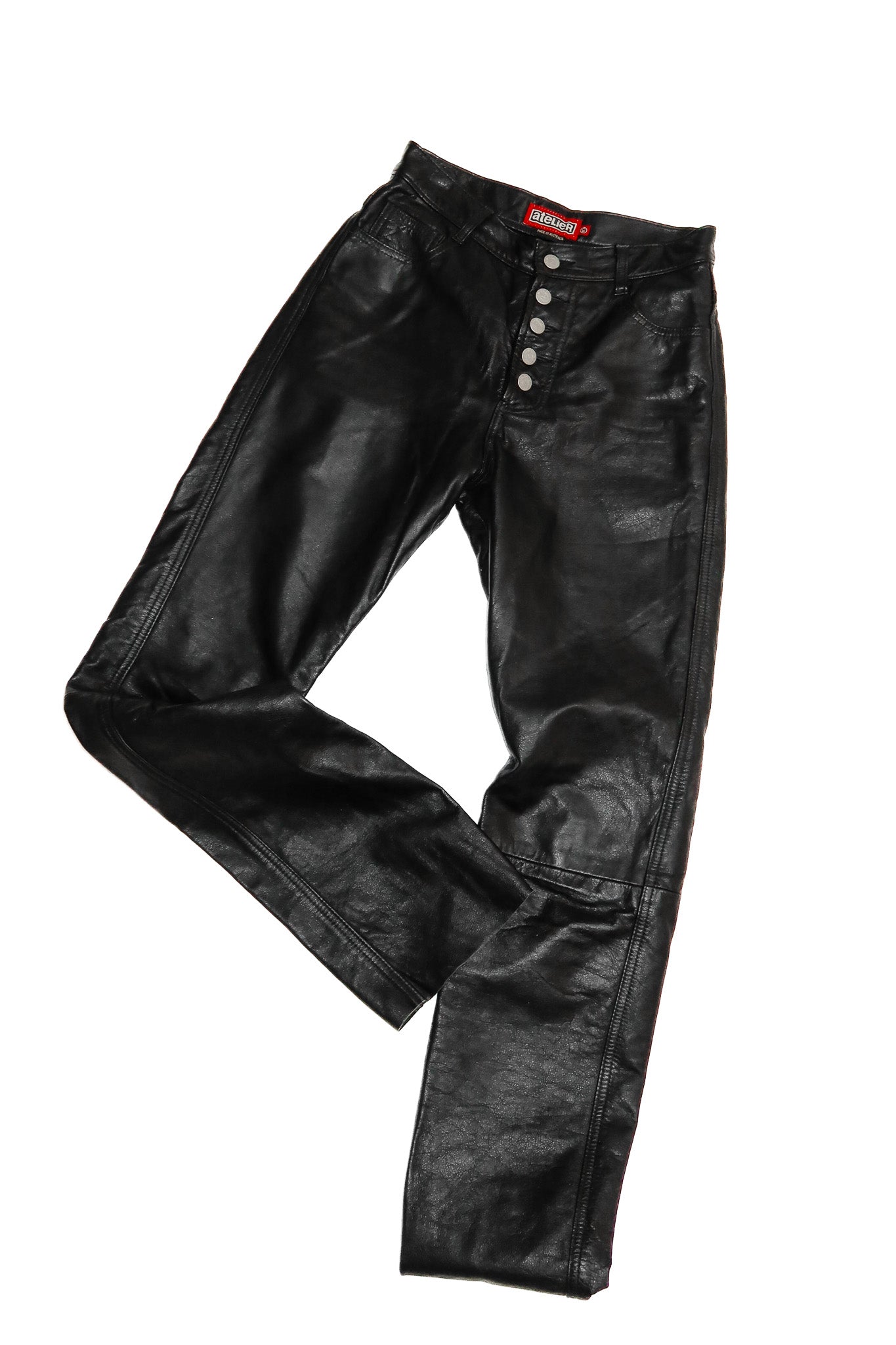 atelier cowhide leather pants black.