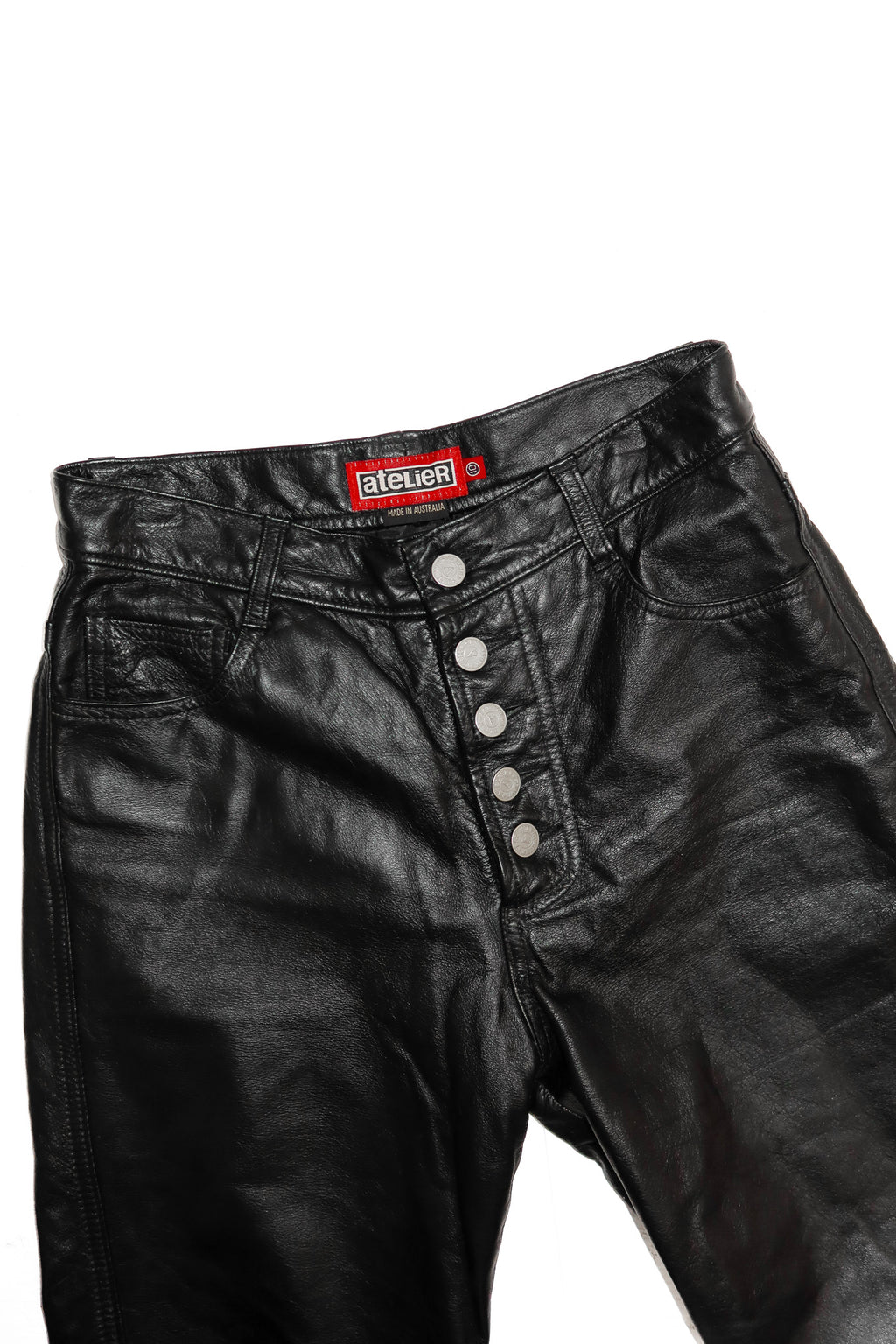 atelier cowhide leather pants black.
