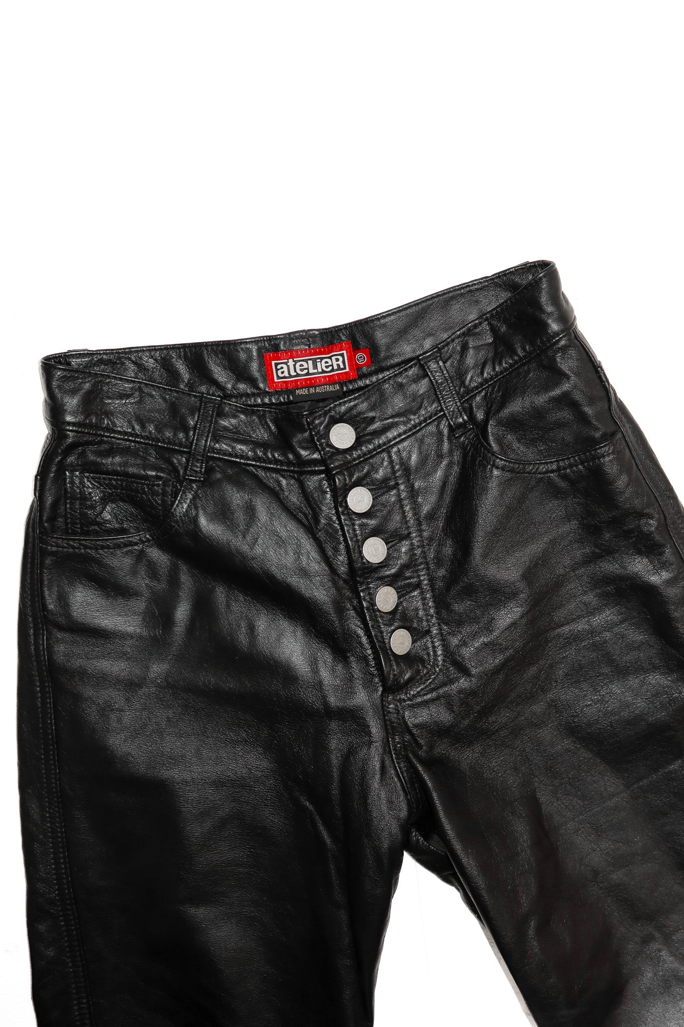 atelier cowhide leather pants black.