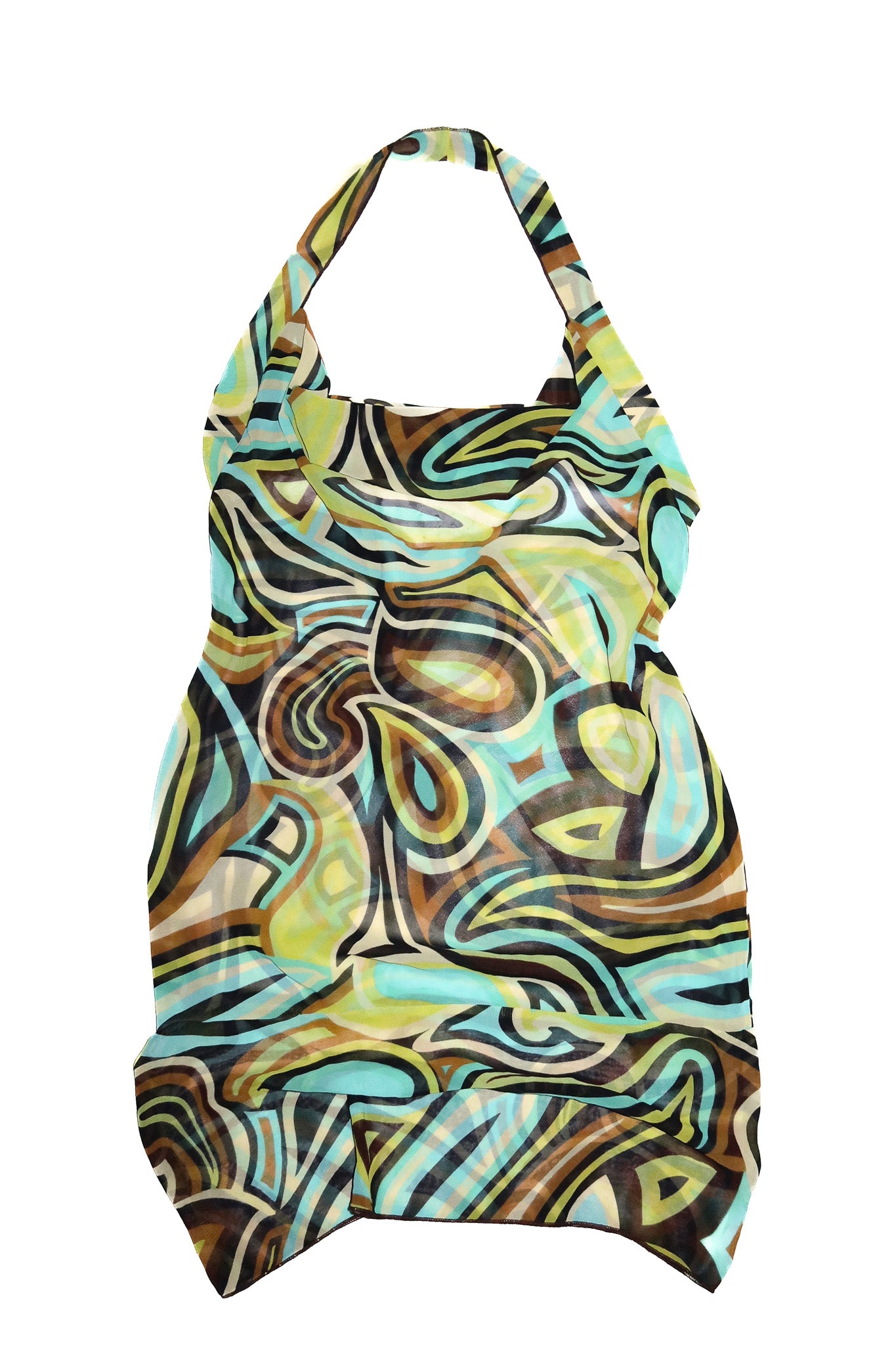 2000’s flava halter mini dress abstract print multi.